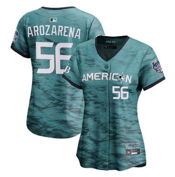 Women's Tampa Bay Rays #56 Randy Arozarena Teal 2023 All-star Stitched Baseball Jersey(Run Small)